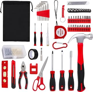 112-Piece Automotive and Household Tool Set - Tape Measure, Screwdrivers, Hammer, Pliers, Hexagon, Batch Head, Repair Hand Tools Perfect for Car Enthusiasts and DIY Home Repair