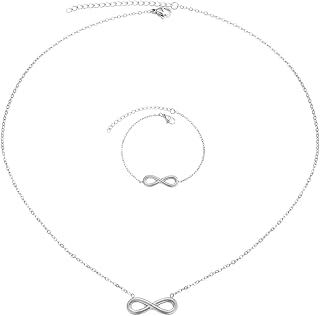 Stainless Steel Number 8 Pendant Necklace and Bracelet Set for Women, Chic O-Chain Jewelry for Daily Commute and Summer Gift, Electroplated 9.3g
