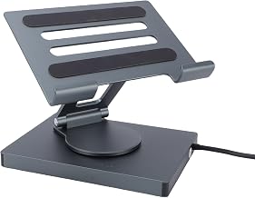 7 in 1 USB C Hub Laptop Docking Station Stand with 4K HDMI, 100W PD Charging, USB 3.0, Ethernet, SD TF Card Reader, 360 Swivel Tablet Laptop Stand for Desk