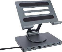 ciciglow 7 in 1 USB C Hub Docking Station, 360 Degree Swivel Laptop Stand with 100W PD Charging 4K 30Hz HD Multimedia Interface USB 3.0 Ethernet Card Reader