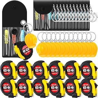 Jutom 36 Pcs Mini Construction Helmet Keychains Tape Screwdrivers Tool Adult Men Gifts Bulk for Easter Egg Stuffers Father's Day Construction Party Favors Gifts