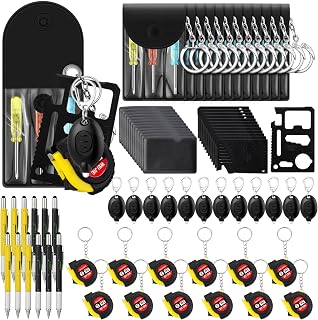 60 Pcs Mini Tape Screwdriver Keychain Set Multitool Pen Card Father's Men Gifts Bulk LED Light Keychains Mini Tool Set for Adult Men Dad Gifts