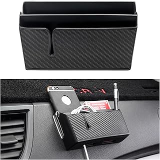 Dickno Car Storage Box - Multifunctional Carbon Fiber Car Cell Phone Holder, Auto Dashboard Pocket Organizer, Vehicle Interior Accessories for Storge Phone Key Coin (Large)
