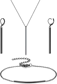Bar Drop Earrings for Women - Hypoallergenic for Sensitive Skin 316L Stainless Steel Dangle Earrings with Hoop, Trendy Simple Unique Chic Fashion Accessory