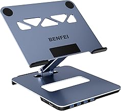 BENFEI Laptop Stand with USB C 6in1 Docking Station, HDMI 4K@60Hz, 4*USB3.0, 100W PD Compatible with MacBook Pro/Air, iPad Pro, XPS, Thinkpad