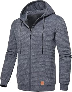 Men's Waffle Jacket Fashion Hoodies Stylish Lightweight Windbreaker Zip Up Coat Spring Fall Casual Jackets for Men