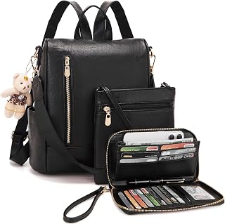 Women Fashion Backpack Purse Anti-Theft Bag Handbag Set 3pcs