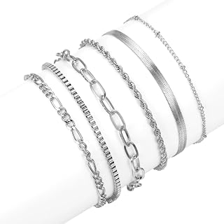 Gold Bracelets for Women, 14K Gold Plated Waterproof Stackable Jewelry Set, Dainty Thin Adjustable Cuban Paperclip Chain Bracelets, Trendy Minimalist Accessories for Daily Wear & All Occasion Gifts