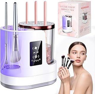 Electric Makeup Brush Cleaner Machine with Automatic Cleaning and Drying Functions Portable Makeup Brush Cleaner for Makeup Lovers