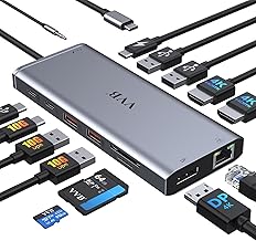 USB C Laptop Docking Station Dual Monitor HDMI for Dell/Lenovo/HP Laptop 14 in 1 USB C Hub Multiport Adapter Dongle Dock USB C to 2 HDMI 4K+DisplayPort+Ethernet+4USB+2USB C+100W PD Charger+SD/TF+Audio