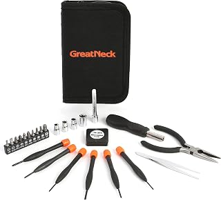 GreatNeck Mini Tool Set for Home Repair and Maintenance, 26 Pc Tool Kit with Zip Case, Mini Pliers, Precision Screwdrivers, Bits, Sockets, 3 ft Tape Measure for Household Use