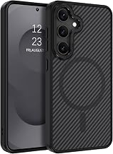 YINLAI Case for Samsung Galaxy S25, Magnetic [Compatible with Magsafe] Carbon Fiber Support Wireless Charging Men Women Slim Shockproof Protective Phone Cover 6.2 Inch, Black