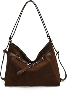 Women's Suede Tote Bag Hobo Handbags, Vintage Slouchy Backpack Large Crossbody Purse Suede PU leather double-sided design