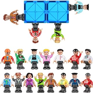 15PCS Magnetic People Figures for Kids-Community Helpers Toys Perfect for Magnetic Tiles Building Blocks,STEM Learning Toddlers Christmas Birthday Gifts,Magnet Tiles Expansion Pack(Styles May Vary)