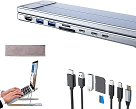 8-in-1 USB-C Laptop Stand, Laptop Docking Station with 4k HDMI, 100w Pd Charging, USB 3.0, Sd/Tf Card Slots, Dual USB-C Ports Compatible for Offices, Corporate Desks, Cafes (8-in-1)