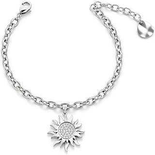 Sun Pendant Bracelets for Women, Spinning Sun Charm Chain Bracelets, Hypoallergenic 316L Stainless Steel Jewelry, Thoughtful Everyday Gifts Her