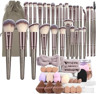 MAANGE Makeup Brushes 51 Pcs Makeup Kit, Multi-functional Makeup Tool Set with Makeup Brush Foundation Brush Make up Brushes Set Bag (Champagne)
