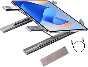 Laptop Stand Docking Station - 8 in 1 USB C Hub Computer Riser,5Gbps Data Transfer Foldable Computer Stand for Laptop with USB Ports - for Travel Office Home Game Work