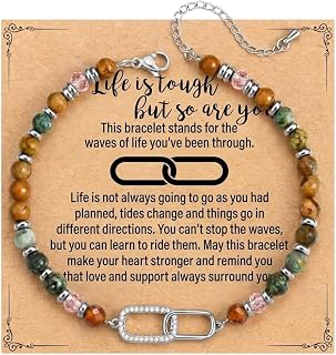 Dainty Lock Bracelet for Women - Stainless Steel Natural Stone Beaded Charm Bracelet, Waterproof Friendship Jewelry Gift for Best Friend, Sister, Birthday