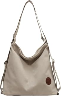 Canvas Shoulder Bag Convertible Backpack Casual Crossbody Bag Tote Purse for Daily/Travel/Work
