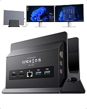 USB C Docking Station Dual Monitor 4K@60Hz, 11-in-1 Vertical Laptop Stand Dock, 100W PD, 10Gbps Data, Gigabit Ethernet, Compatible with Dell Lenovo HP Windows Laptops, Black