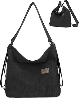Corduroy Tote Bag for Women Convertible Backpack Purse Crossbody Hobo Handbags for Women College Work Travel