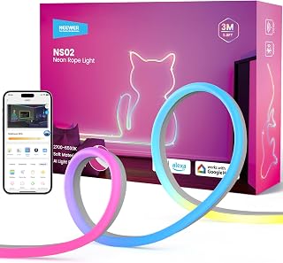NEEWER 9.84ft/3m LED Strip Lights, Smart AI RGB IC Flexible Cuttable Neon Rope Light, App Control, Bedroom Gaming Room Indoor Studio Home Wall Decor, Compatible with Google Assistant Alexa, NS02