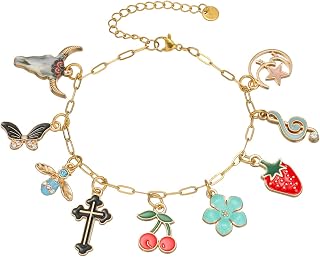 Hand Made Stainless Steel Chain Nine Hanging Pendants Spring Style Charm Bracelet for Women Gift for Girlfriend