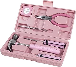 PinkTool Set,Includes – Hammer, Screwdriver Set, Pliers (Tool Kit for The Home, Office, or Car)