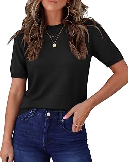 Short Sleeve Sweater for Women Lightweight Business Casual Tops