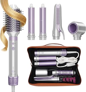 5 in 1 Hot Air Styler- Blowout Brush Hair Dryer Set for Salon Blowouts, Smooth Curls, Volumizing and Straightening, Professional Hair Styler Set, Anti-Frizz, Compact Design with Travel Bag