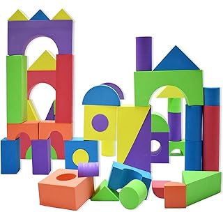 Number 1 in Gadgets Giant Foam Building Blocks, Building Toy for Kids, Ideal Blocks Construction Toys for Toddlers, 50 Pieces Different Shapes and Sizes, Waterproof, Bright Colors, Safe, Non Toxic