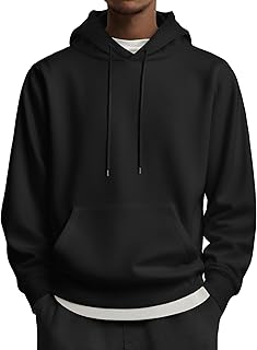 Mens Hoodies Pullover Long Sleeve Casual Fashion Sweatshirts Drawstring Gym Hooded Shirt with Kanga Pocket