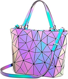 Geometric Luminous Purses and Handbags for Women Holographic Reflective Crossbody Bag Wallet